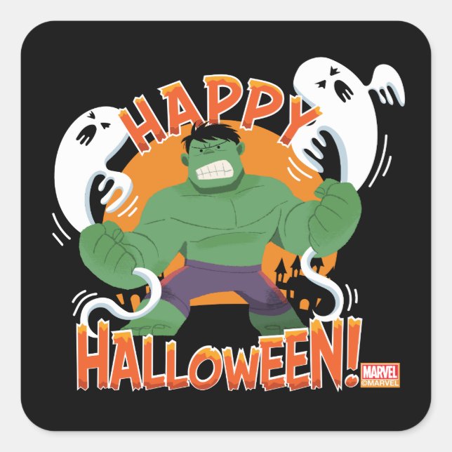 Avengers Classics | Hulk "Happy Halloween" Square Sticker (Front)