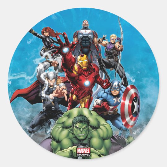 Avengers Classics Hulk Leading Avengers Classic Round Sticker Zazzle