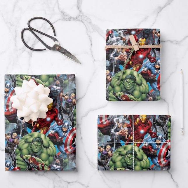 Avengers Classics | Hulk Leading Avengers Wrapping Paper Sheets (Front)