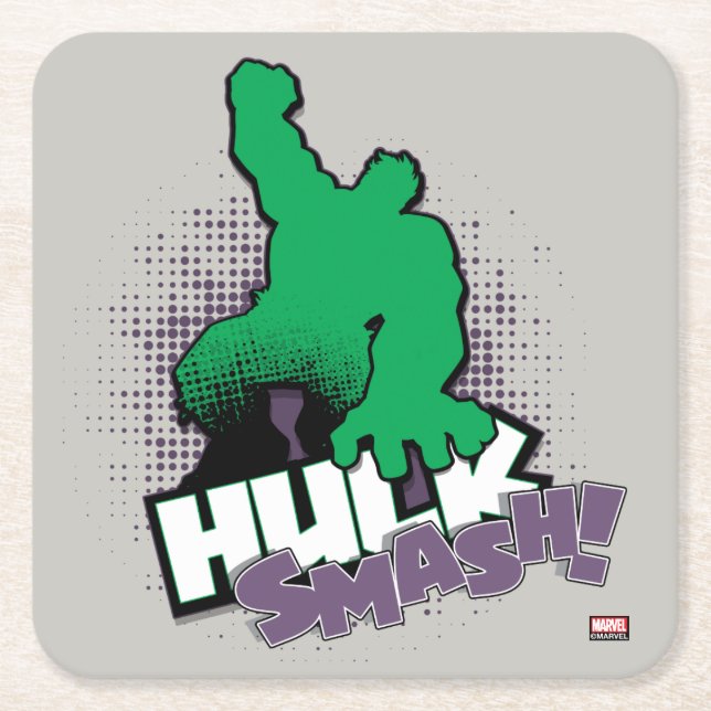 Avengers Classics | Hulk Smash Outline Graphic Square Paper Coaster (Front)