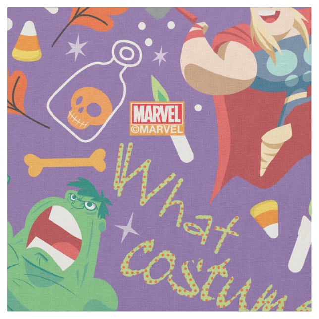 Avengers Classics | Hulk & Thor Halloween Pattern Fabric (Close Up)
