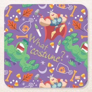Avengers Classics Hulk & Thor Halloween Pattern Square Paper Coaster