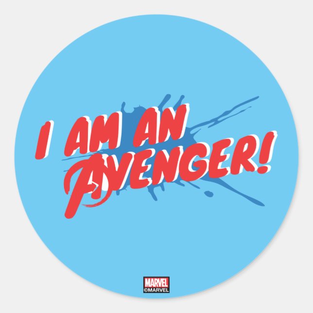Avengers Classics | "I Am An Avenger" Graphic Classic Round Sticker (Front)