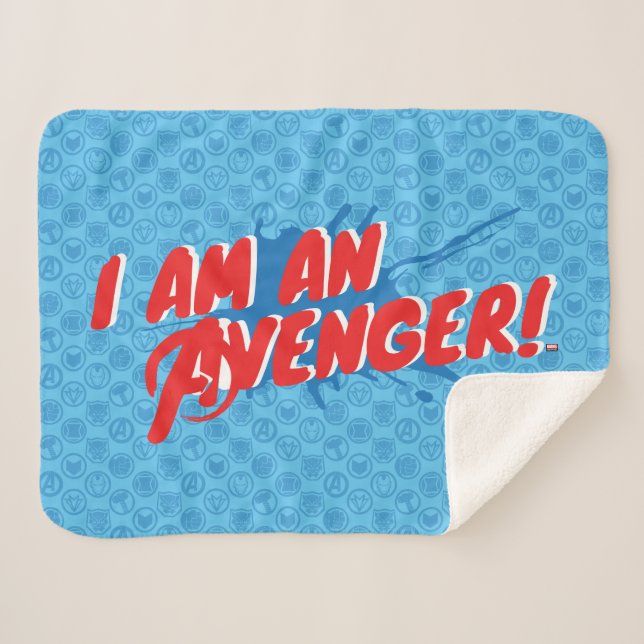 Avengers Classics | "I Am An Avenger" Graphic Sherpa Blanket (Front (Horizontal))