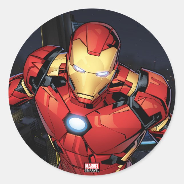 Avengers Classics | Iron Man Flying Forward Classic Round Sticker (Front)