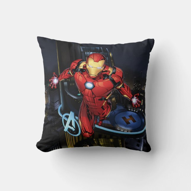 Avengers Classics | Iron Man Flying Forward Throw Pillow (Front)