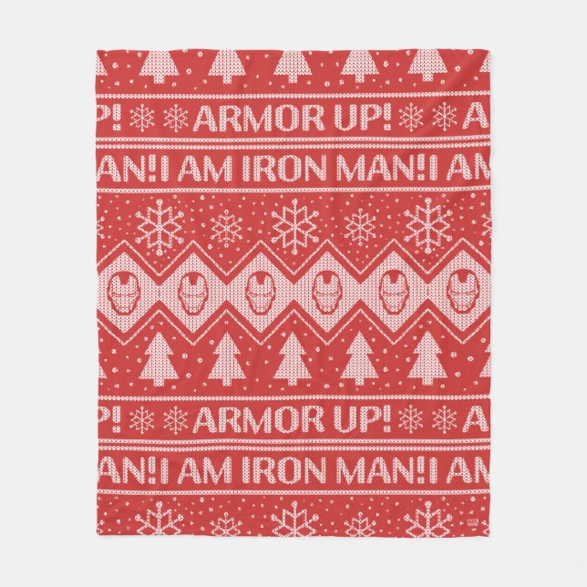 Avengers Classics | Iron Man Holiday Knit Graphic Fleece Blanket (Front)