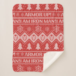 Avengers Classics   Iron Man Holiday Knit Graphic Sherpa Blanket