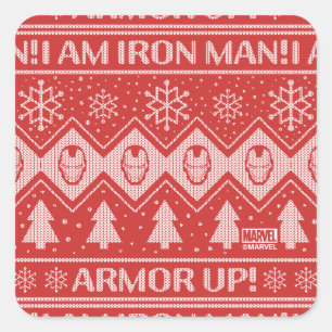 Avengers Classics Iron Man Holiday Knit Graphic Square Sticker