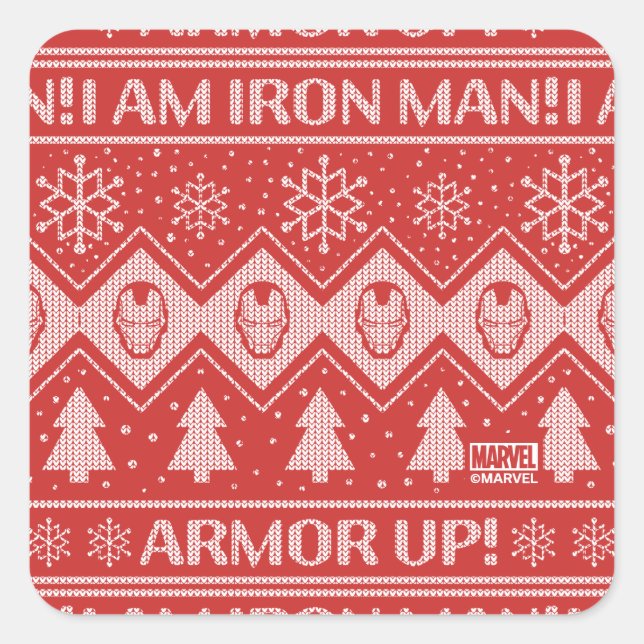 Avengers Classics | Iron Man Holiday Knit Graphic Square Sticker (Front)