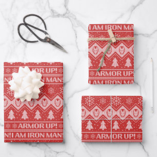 Avengers Classics   Iron Man Holiday Knit Graphic Wrapping Paper Sheets