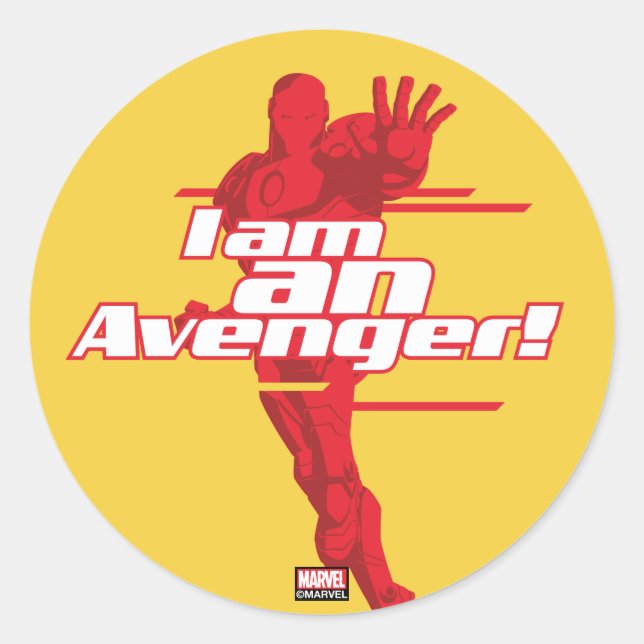 Avengers Classics | Iron Man "I Am" Graphic Classic Round Sticker (Front)