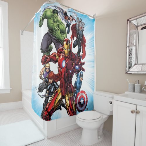 Avengers Classics  Iron Man Leading Avengers Shower Curtain
