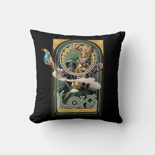Avengers Classics | Loki: Master of Mischief Throw Pillow (Front)