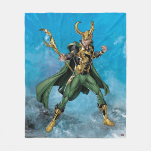 Avengers Classics   Loki With Staff Fleece Blanket