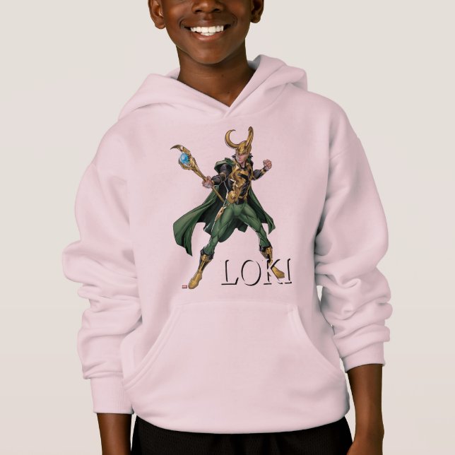 Avengers Classics | Loki With Staff Hoodie (Front)