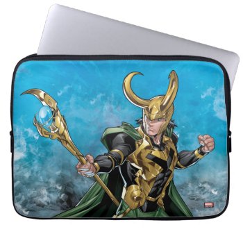 Avengers Classics | Loki With Staff Laptop Sleeve by avengersclassics at Zazzle