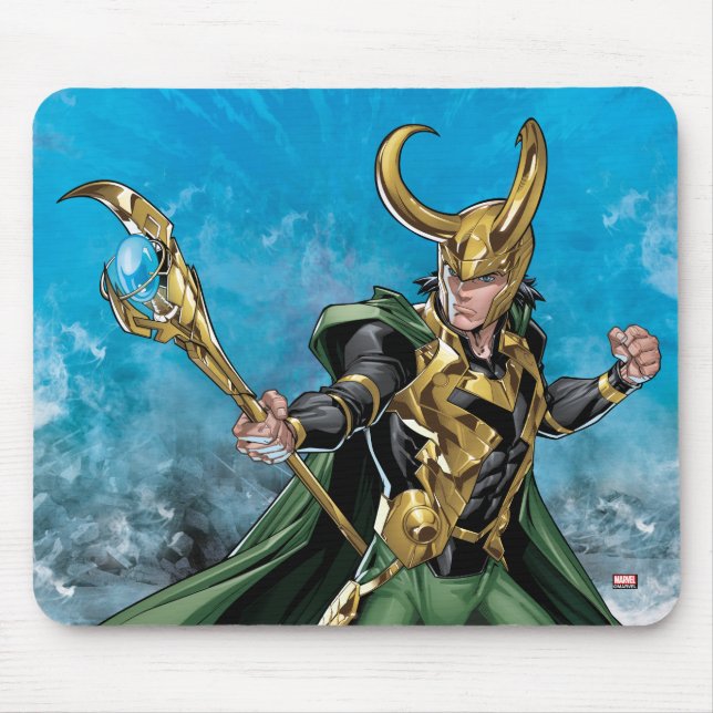 Avengers Classics | Loki With Staff Mouse Pad (Front)
