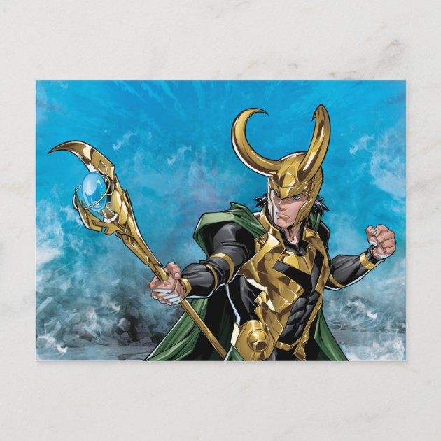 Avengers Classics | Loki With Staff Postcard | Zazzle