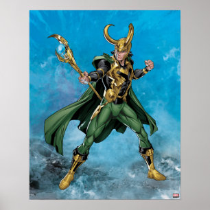 Avengers Classics Loki With Staff Poster