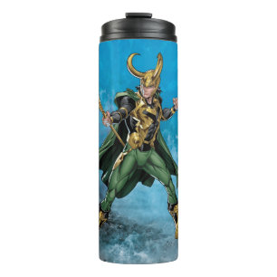 Avengers Classics   Loki With Staff Thermal Tumbler