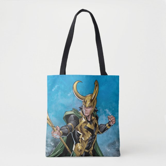 Avengers Classics | Loki With Staff Tote Bag (Front)