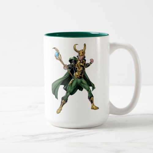 Avengers Classics  Loki With Staff Two_Tone Coffee Mug