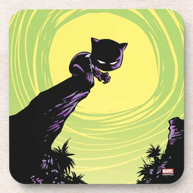Avengers Classics | Mini Black Panther On Cliff Beverage Coaster (Front)
