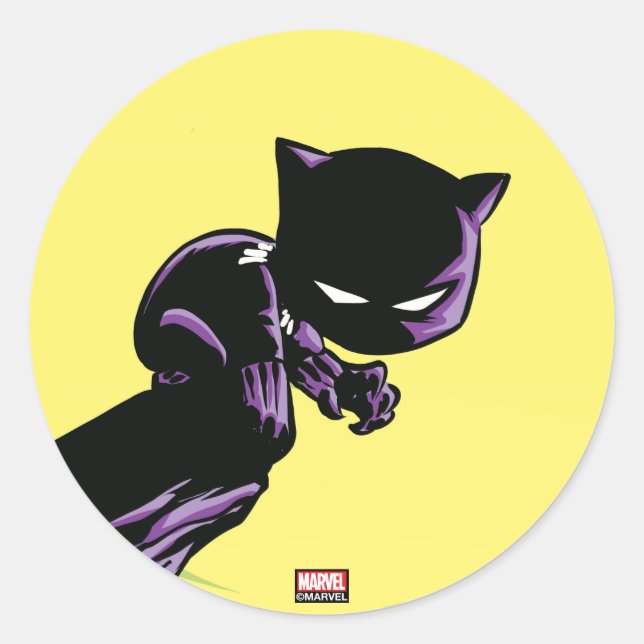 Avengers Classics | Mini Black Panther On Cliff Classic Round Sticker (Front)