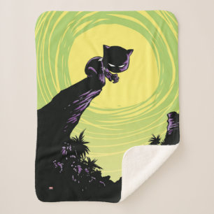 Avengers Classics   Mini Black Panther On Cliff Sherpa Blanket