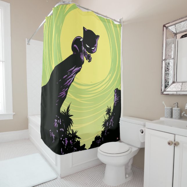 Avengers Classics | Mini Black Panther On Cliff Shower Curtain (In Situ)