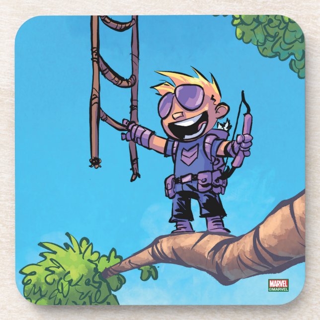 Avengers Classics | Mini Hawkeye In Tree Beverage Coaster (Front)