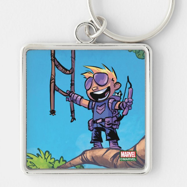 Avengers Classics | Mini Hawkeye In Tree Keychain (Front)
