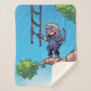Avengers Classics   Mini Hawkeye In Tree Sherpa Blanket