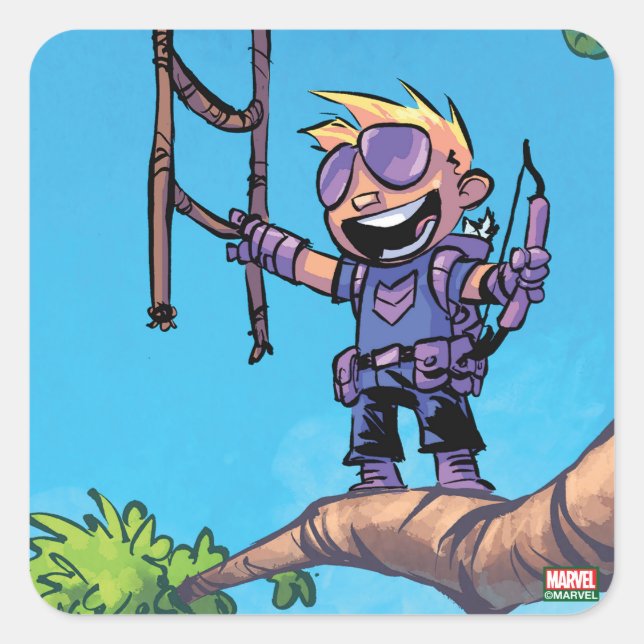 Avengers Classics | Mini Hawkeye In Tree Square Sticker (Front)
