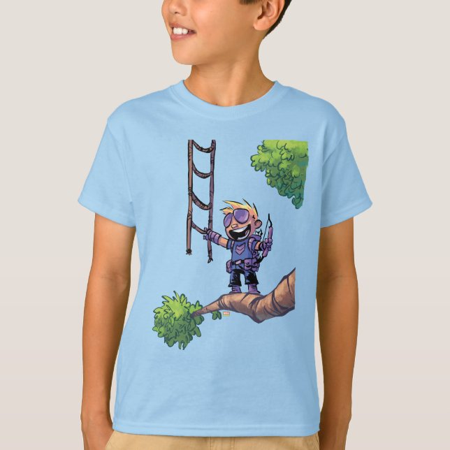 Avengers Classics | Mini Hawkeye In Tree T-Shirt (Front)