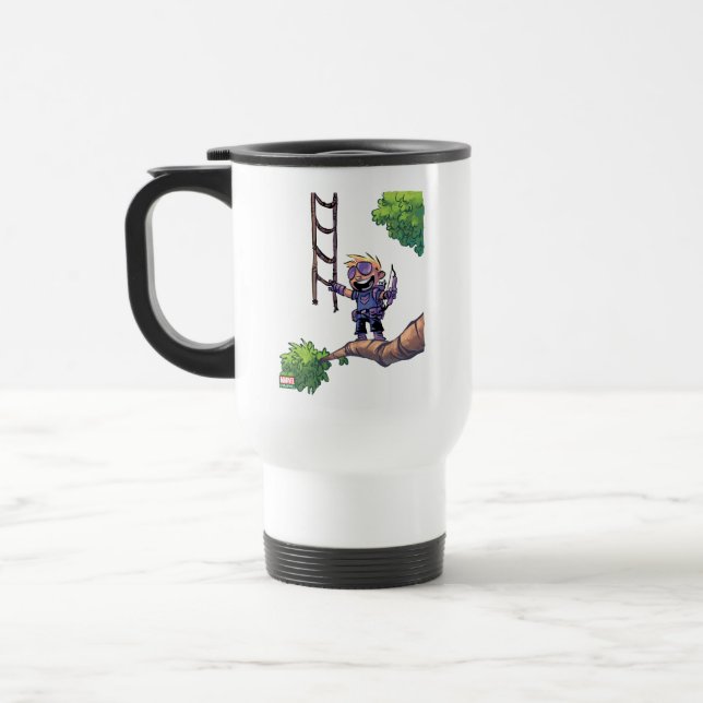 Avengers Classics | Mini Hawkeye In Tree Travel Mug (Left)