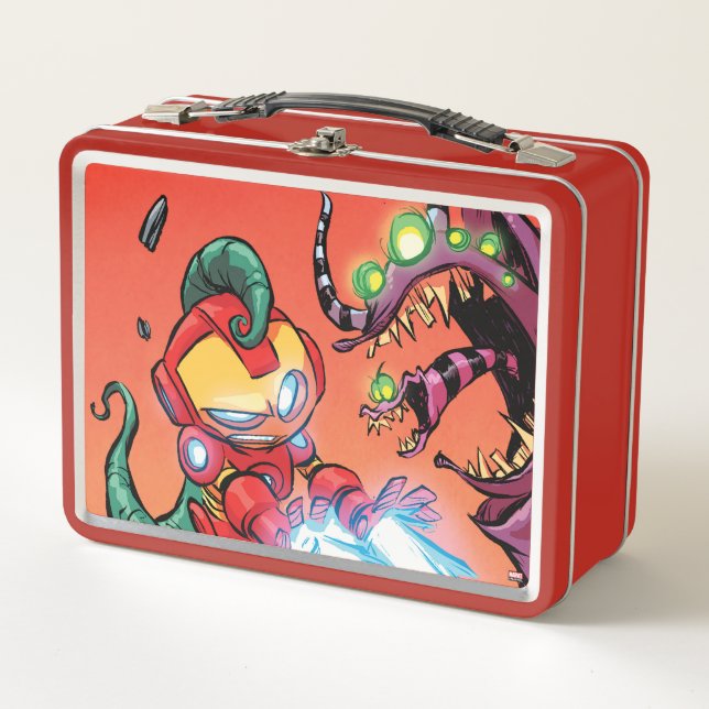 Avengers Classics | Mini Iron Man Blasting Monster Metal Lunch Box (Front)