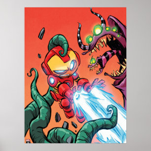Avengers Classics Mini Iron Man Blasting Monster Poster