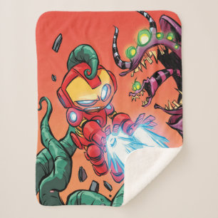 Avengers Classics   Mini Iron Man Blasting Monster Sherpa Blanket