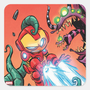 Avengers Classics   Mini Iron Man Blasting Monster Square Sticker