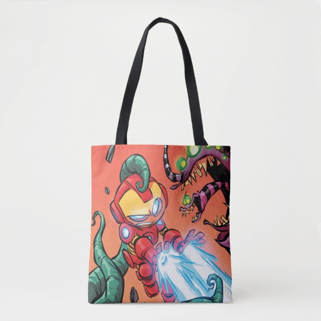 Avengers Classics | Mini Iron Man Blasting Monster Tote Bag (Front)
