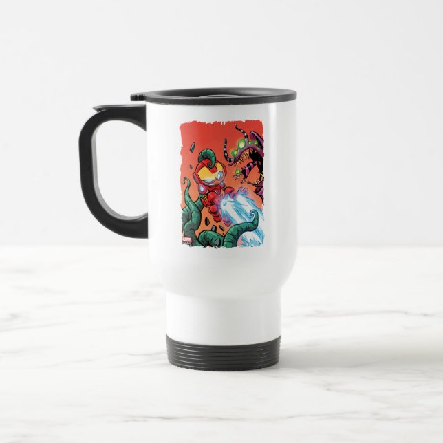 Avengers Classics | Mini Iron Man Blasting Monster Travel Mug (Left)
