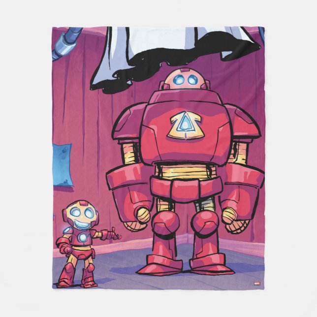 Avengers Classics | Mini Iron Man & Hulkbuster Fleece Blanket (Front)