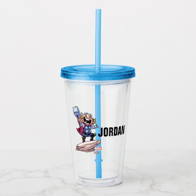 Avengers Classics | Mini Thor With Mjolnir Acrylic Tumbler (Front)