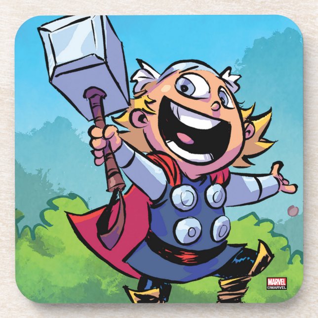 Avengers Classics | Mini Thor With Mjolnir Beverage Coaster (Front)