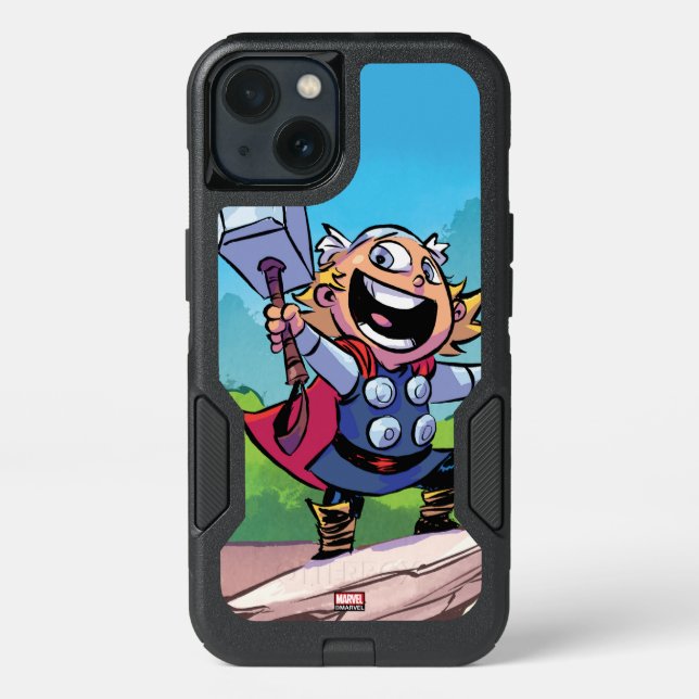 Avengers Classics | Mini Thor With Mjolnir Otterbox iPhone Case (Back)