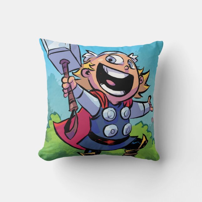 Avengers Classics | Mini Thor With Mjolnir Throw Pillow (Front)