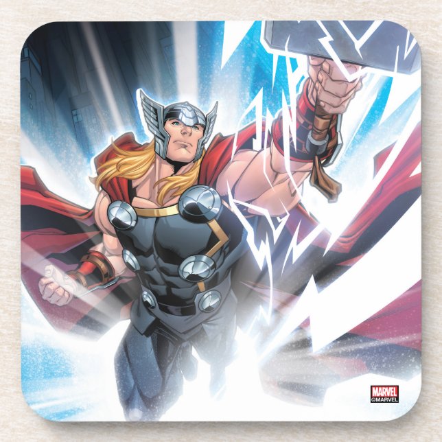 Avengers Classics | Mjolnir Channeling Lightning Beverage Coaster (Front)