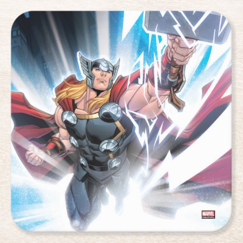 Avengers Classics  Mjolnir Channeling Lightning Square Paper Coaster
